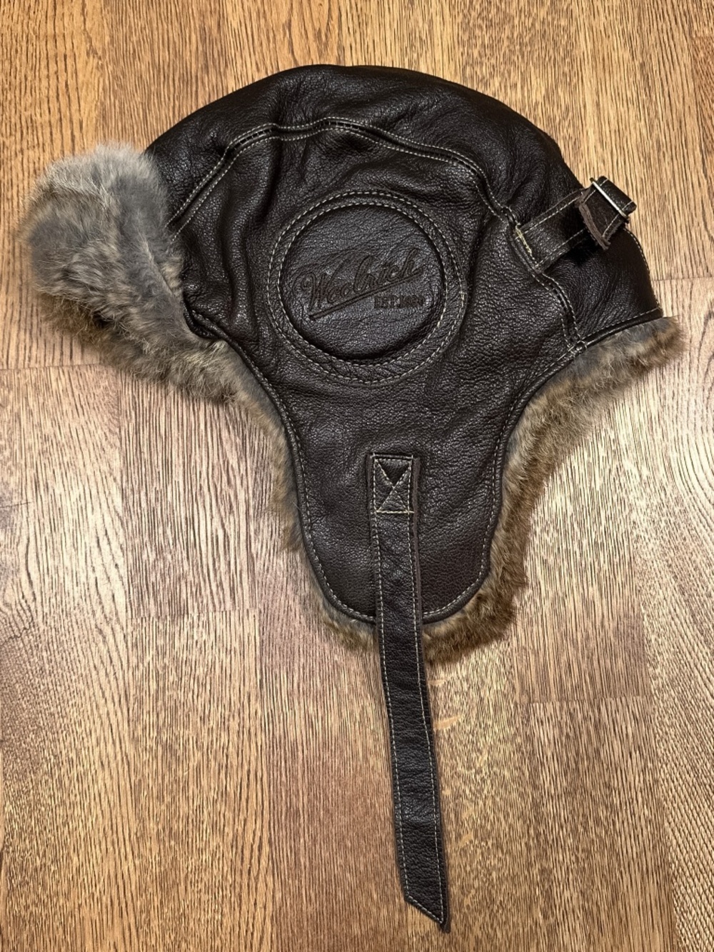 Woolrich Lambskin Leather Rabbit Fur Aviator Trapper Hat Unisex Medium